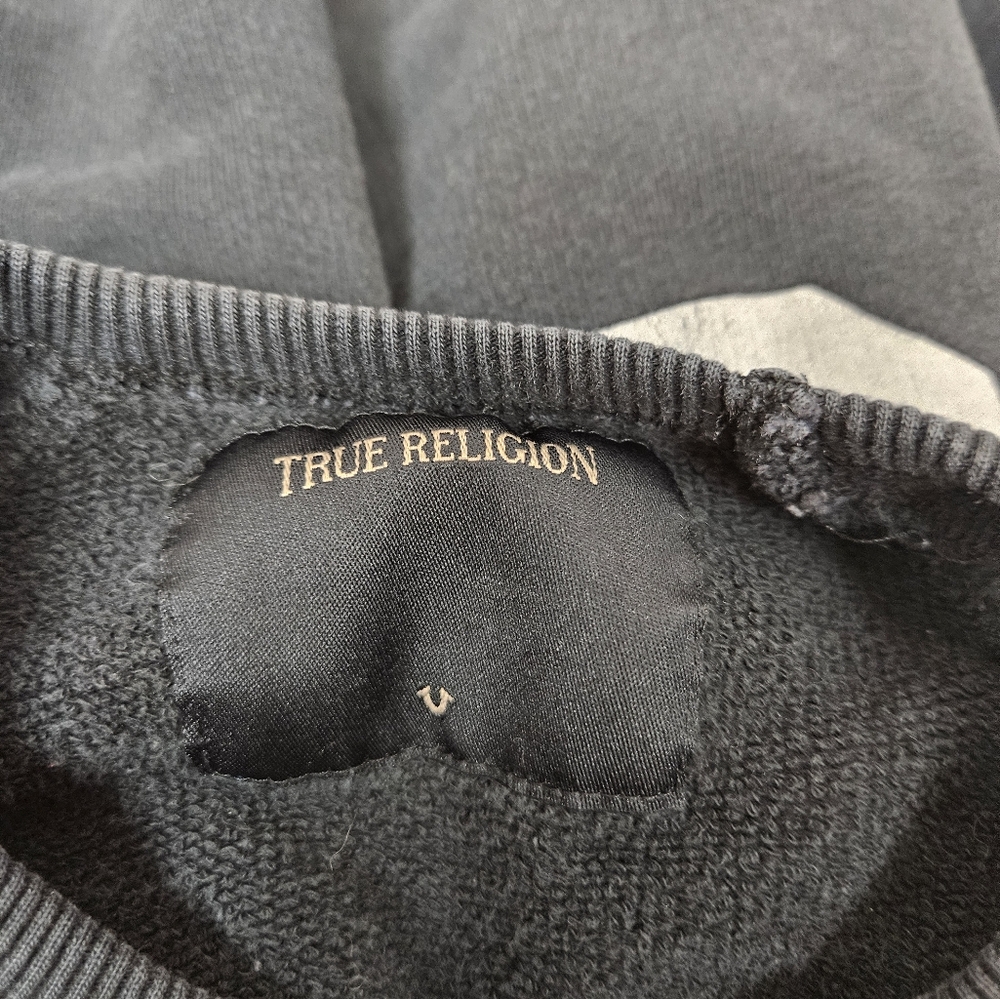 True Religion Boys Raw Edge Pullover Black Sweatshirt Size 5 Streetwear B18 - Picture 6 of 7
